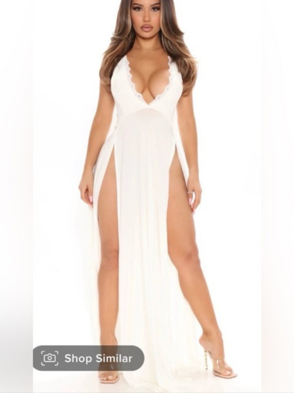 🩷Fashion Nova White Plunge Maxi Dress🩷